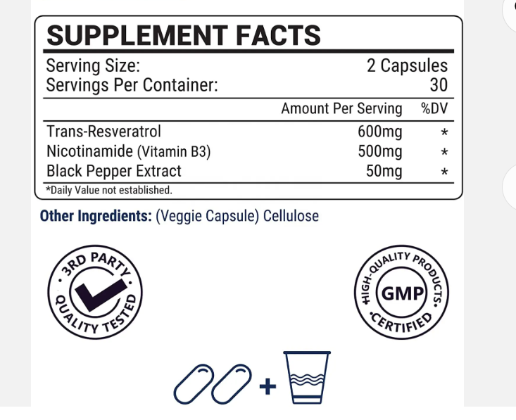 NMN RESVERATROL  fonction cognitive ( neurones ) anti vieillissement santé mitochondriale ( augment le NAD+)