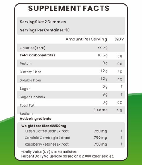 GARCINIA 3 en 1 Gummies Végan sans sucre, reduction des grignotages, bloqueur de sucre, aide a la perte de poids, femmes et hommes